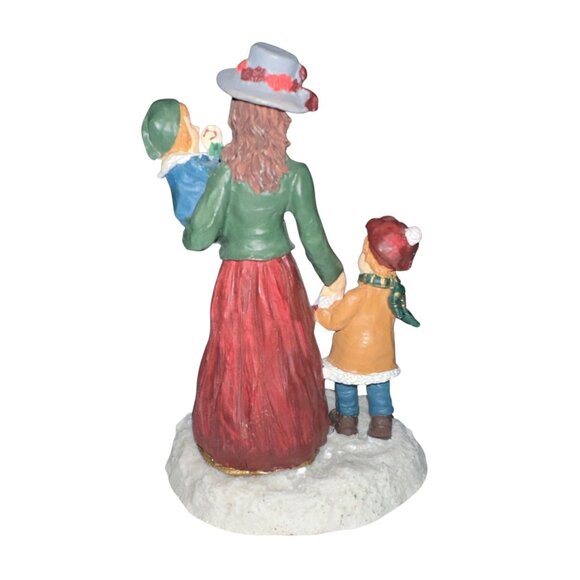 Vtg 1997 Village Square Mom Carrying Child Figurine Mervyn Christmas Holiday - Picture 3 of 6